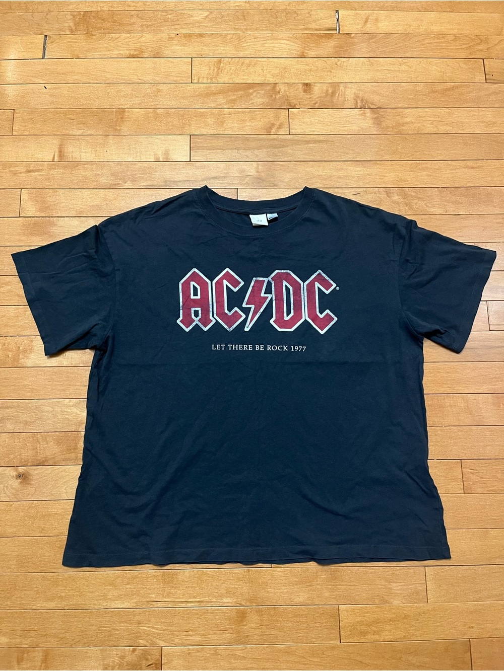 H&M Black AC/DC Graphic Tee with Red Logo
